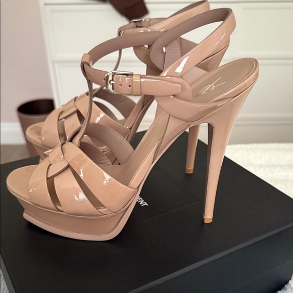 Yves Saint Laurent Blush Strappy Platform Heels